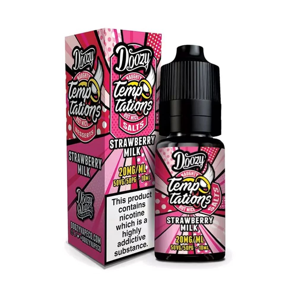 Doozy Vape Temptations Strawberry Milk 10ml Nicsalt E Liquid
